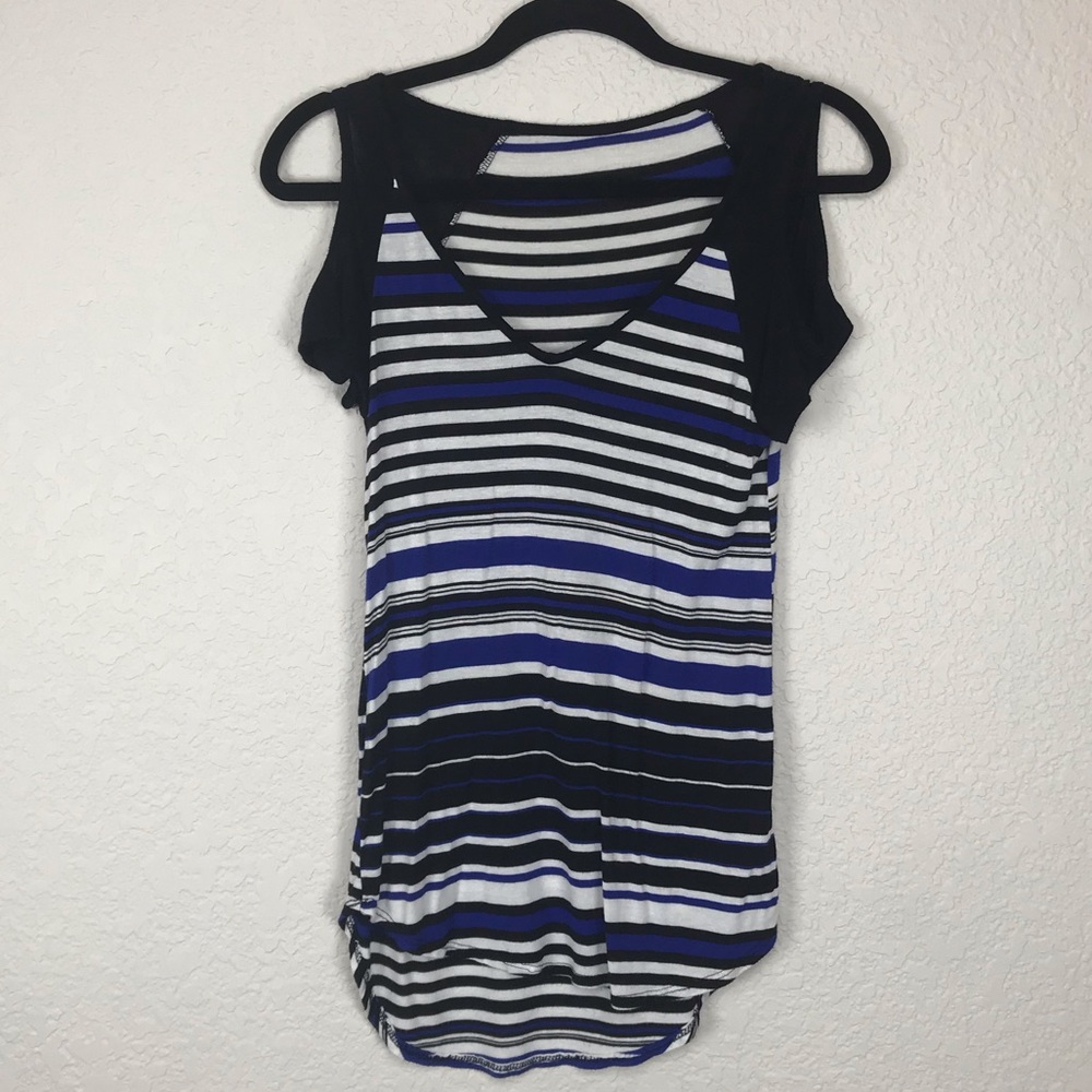 Blue Cold Shoulder Top